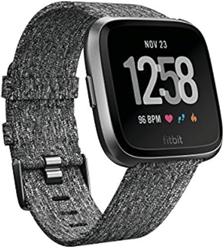 Fitbit Versa Special Edition Smart Watch, Charcoal Woven, One Size (S & L Bands Included)