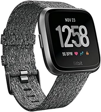 Fitbit Versa Special Edition Smart Watch, Charcoal Woven, One Size S & L Bands Included