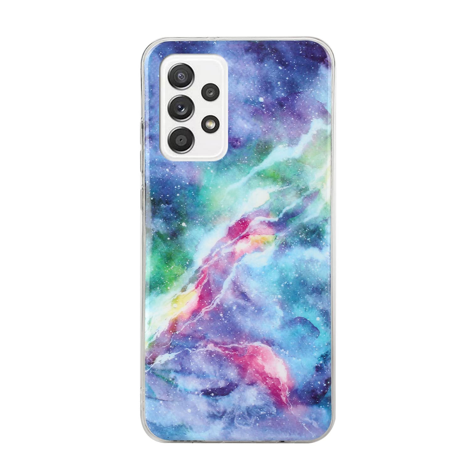 CLM-Tech Case Compatible with Samsung Galaxy A33 5G - TPU Silicone Case Protective Mobile Phone Case - Marble Starry Sky Blue Colourful