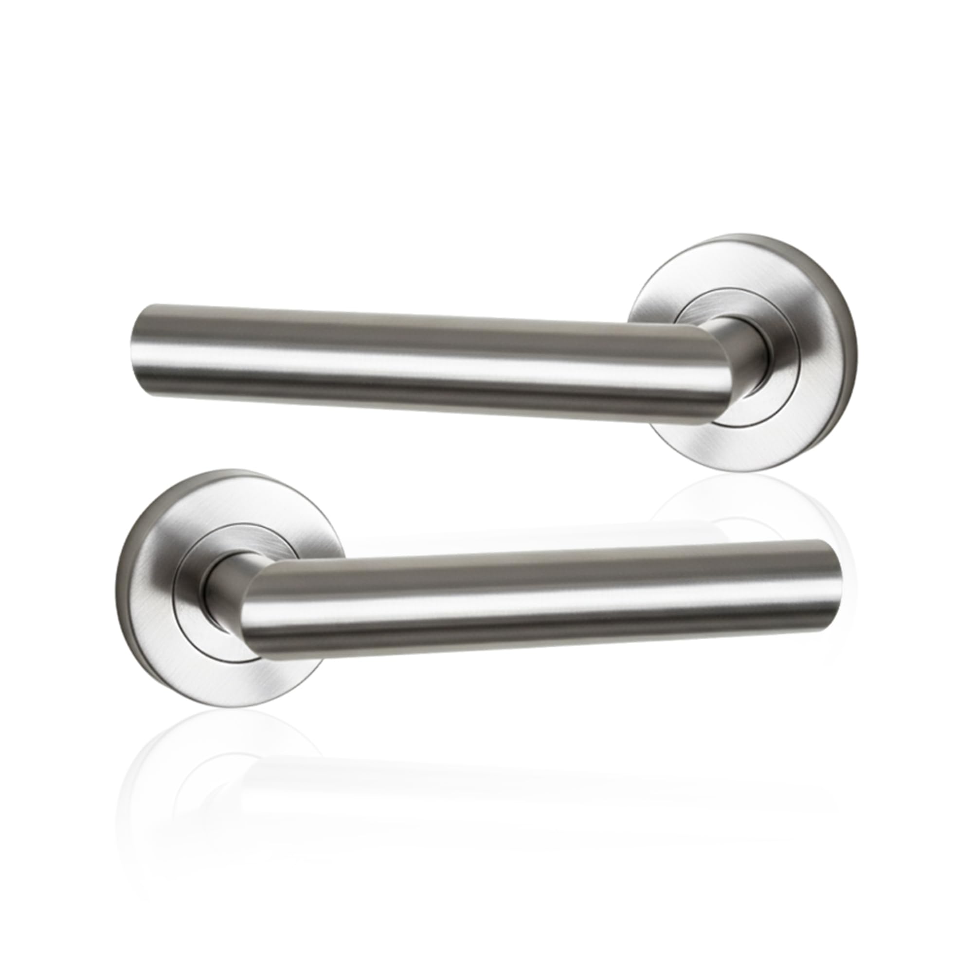 MSC 1 Sets – Straight Brushed Chrome Door Handles – Modern Internal Door Handles on Straight Design, Satin Finish Interior Door Handles, 125mm Lever, 54mm, Includes Fittings