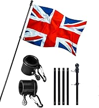 1.8M/6FT Telescopic Flag Poles for Garden Stainless Steel Guide Banner Flag Pole with Tangle-free 360 Rotating Rings Heavy Duty Flagpole for House Yard Outdoor Fence Roof Walls, No Mount Bracket