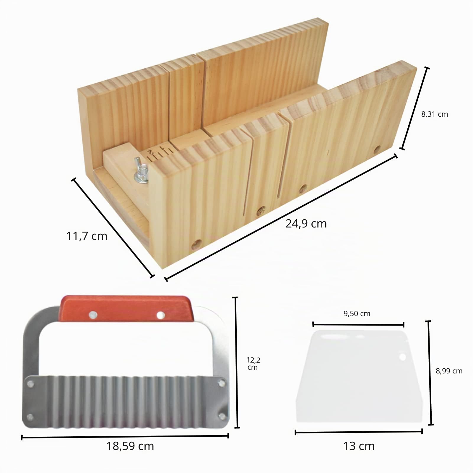 Artcome Kit de 2 moules de coupe rectangulaires en silicone pour pain de 1200 ml, 2 boîtes en bois avec couvercle, outil de coupe réglable en bois avec coupe ondulée en acier