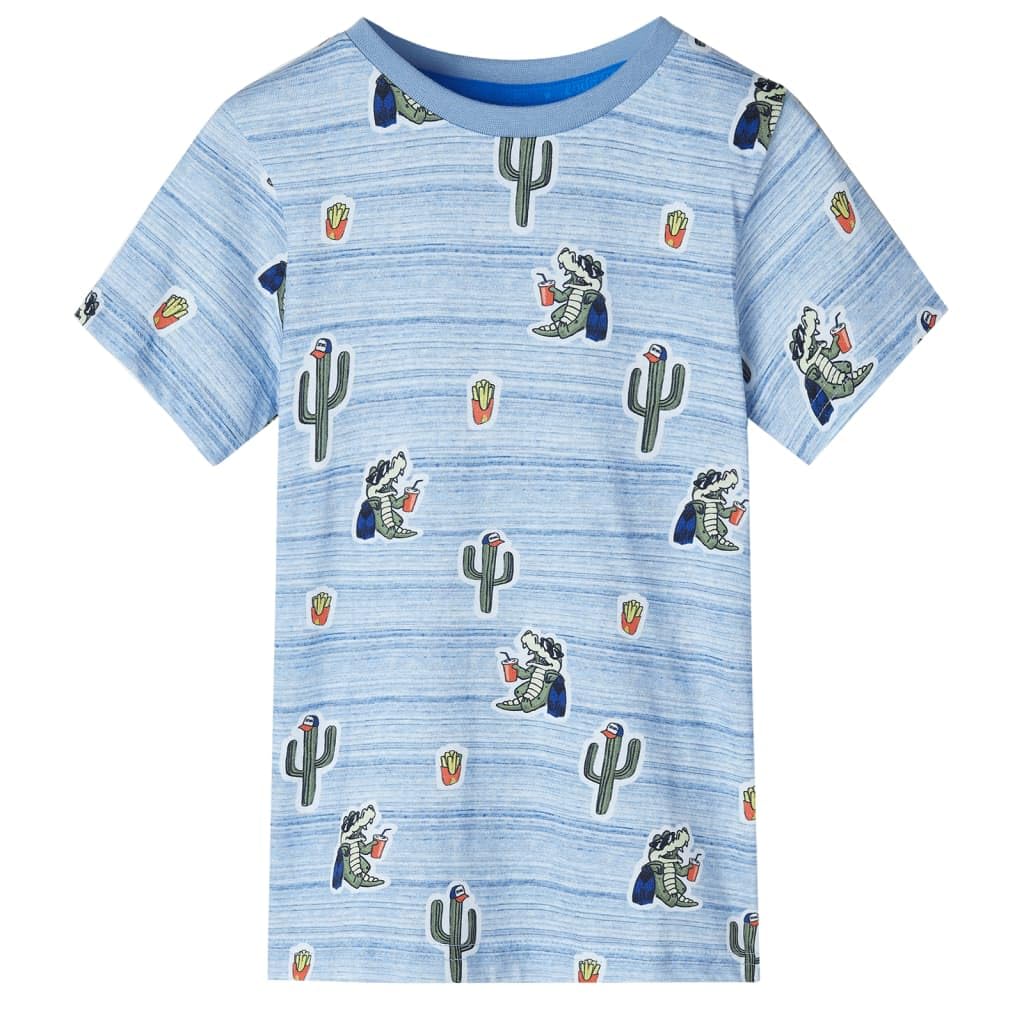 vidaXL Kids' T-Shirt Short Sleeves Tee Children's T Shirt Toddler Top Blue Mix 140