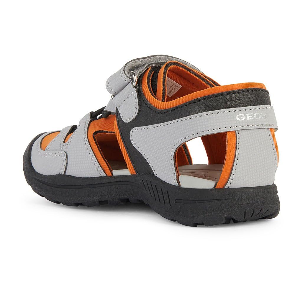 Geox Boy's J Vaniett Sandal, Grey/Orange, 12.5 UK