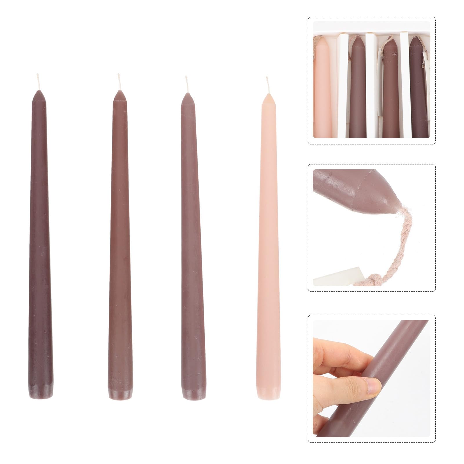 Toyvian 8 Piezas Vela Aromática Cónica Marrón Degradado de Cera Vegetal, Elegante