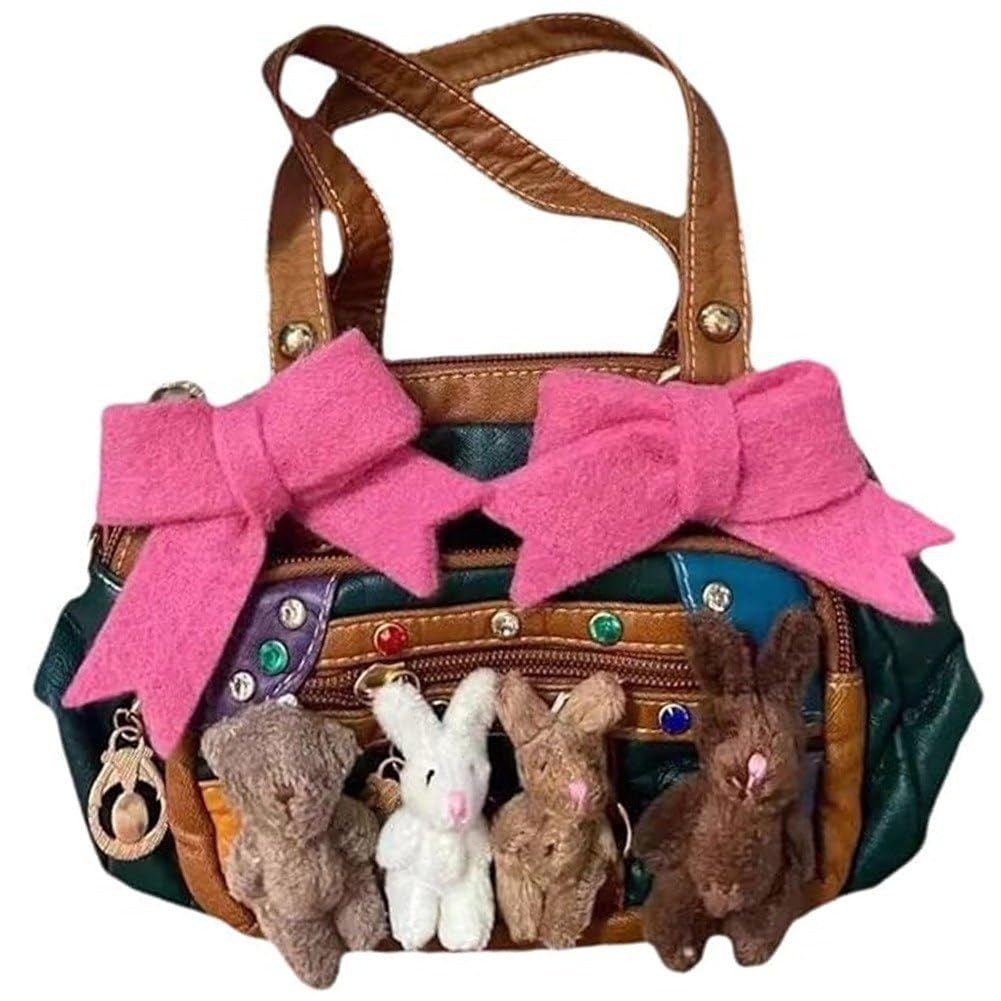 Sac à bandoulière kawaii avec nœud d'ours pour fille et femme