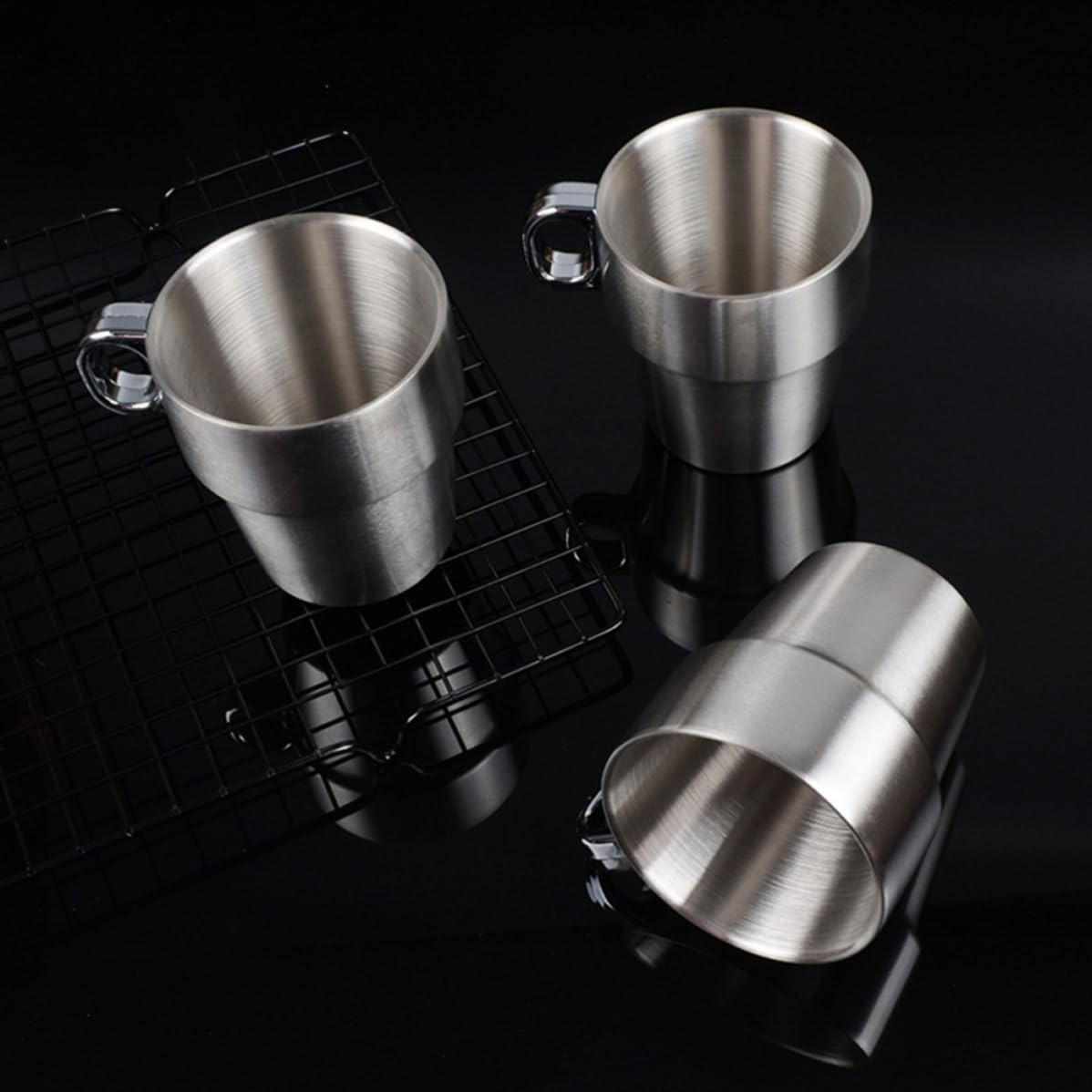 6 Stück Edelstahltasse mit Mehrschichtigem Isolationsdesign Großer Trinkbecher für Heiße Getränke Stapelbar und Leicht zu Verstauen für Outdoor Party Einsatz