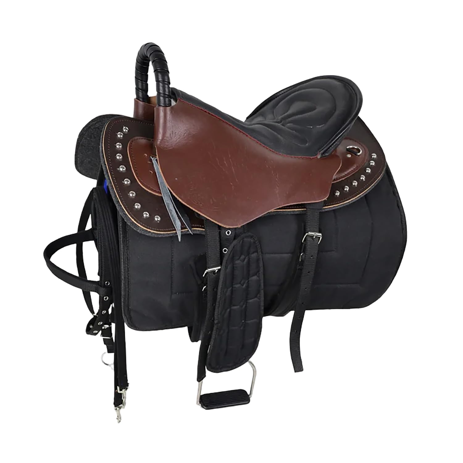 NILoykg& Sella di Cavallo turistico in Pelle Set Completo, Sella di Equitazione Durevole con Assorbimento degli Urti e Design Antiscivolo, Kit Completo di tack,Marrone,L
