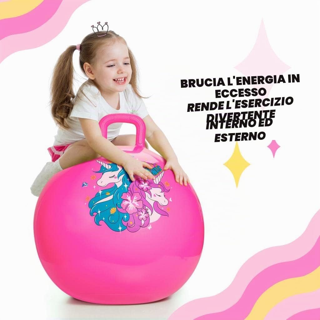 U&C Planet 45CM Pallone da Salto per Bambini 3-8 Anni Supporta Fino a 100 kg Design Antiscivolo con Pompa Palla da Salto in PVC per Interni ed Esterni