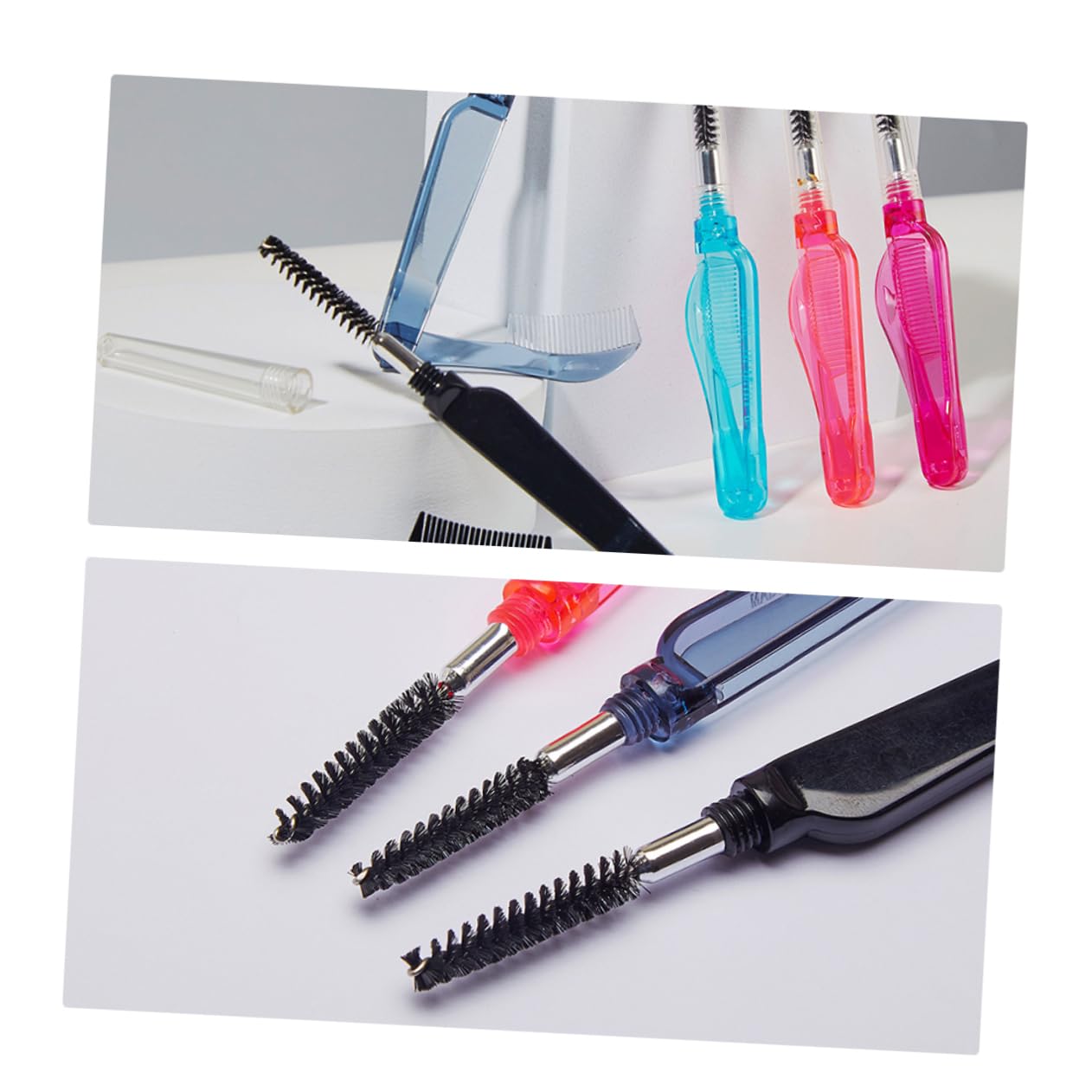 HONMEET 10pcs Folding Eyelash Brow Combs Portable Makeup Brush Set for Grooming Travel Home