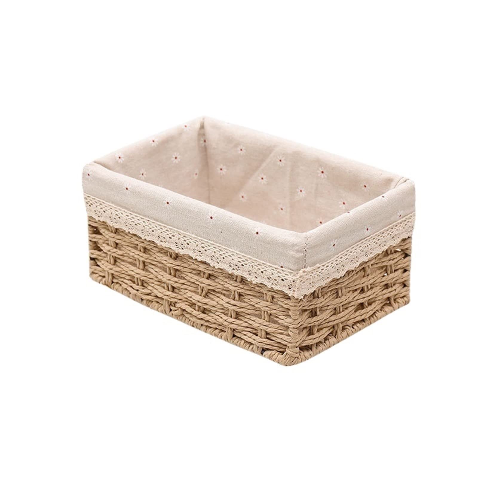 JINGYAN Storage Boxes Cotton Rope Handmade Storage Baskets Household Snacks Fruit Debris Laundry Finishing Willow Basket Christmas(White)