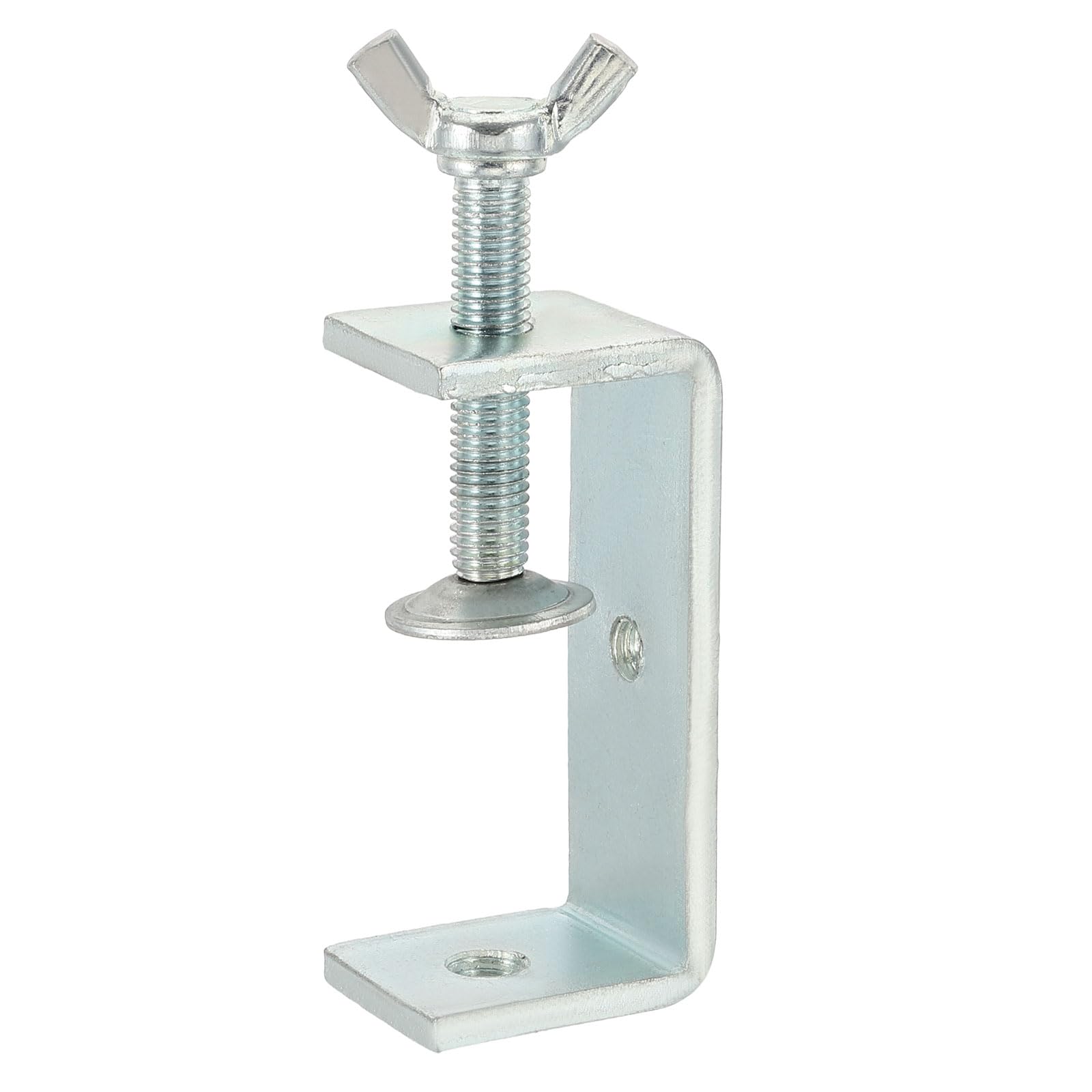 sourcing map Carbon Steel C Clamps 75mm Square Galvanized Mini Tiger Clamp Adjustable Heavy Duty Metal U Clip with Butterfly Screws for Woodworking Welding Mounting, Blue White