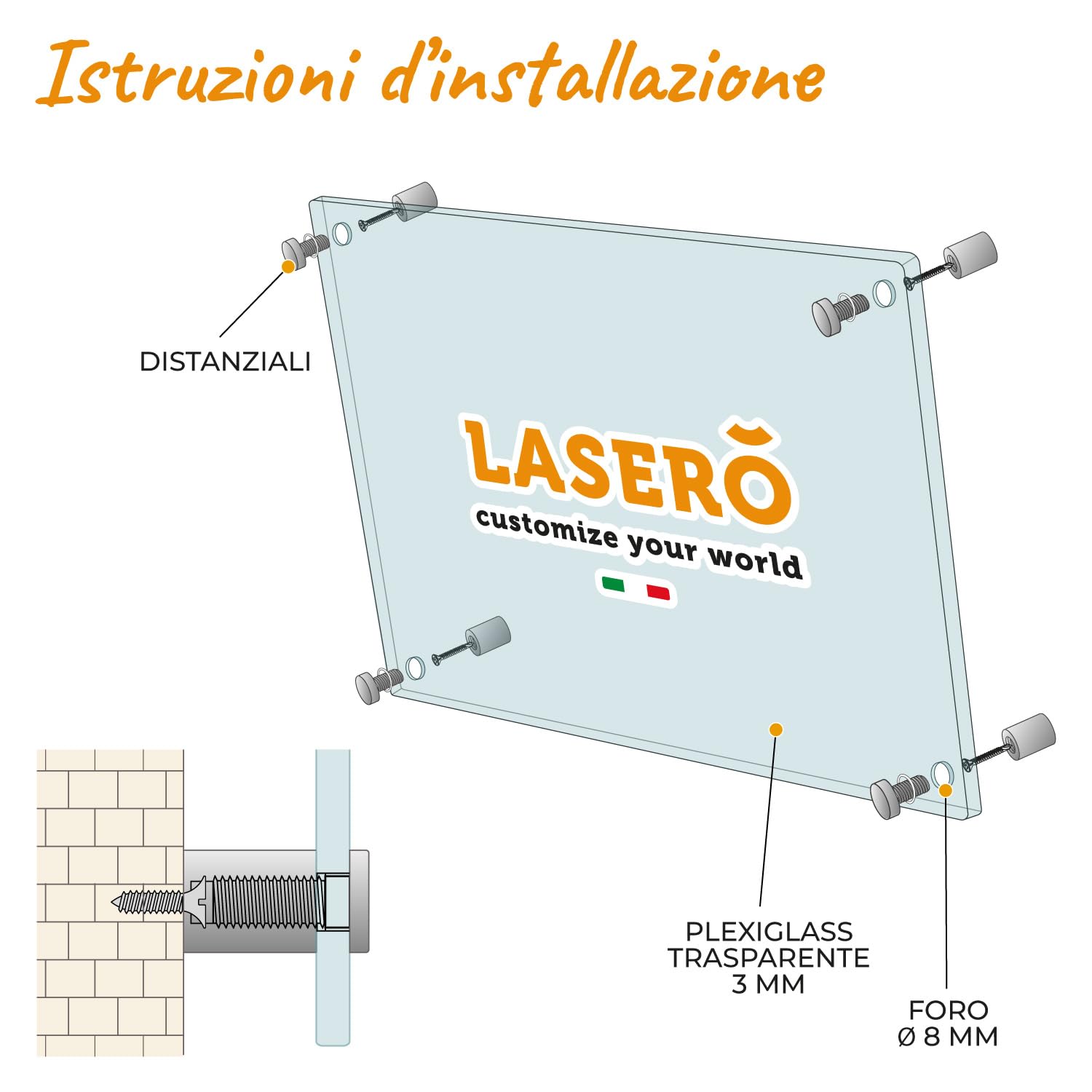LASERO' Targa Personalizzata in Plexiglass 15x20cm- Targa Personalizzata da Esterno per Studio, Attività, Ristorazione, Hotellerie, Casa Vacanze, Cin con Logo Personalizzato