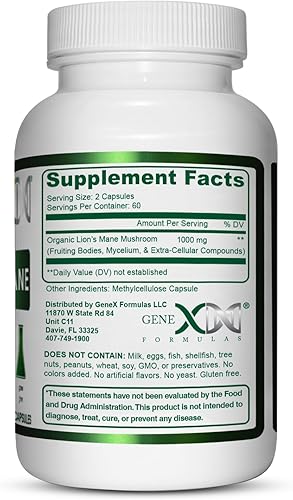 Miniatura 2 de Genex Formulas Suplemento de melena de león con extracto de melena de león 100% - Suplemento de apoyo cerebral nootrópicos 1000 mg/porción