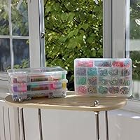 Vista 7 de BangQiao Paquete de 4 cajas organizadoras de plástico transparente con 15 divisores ajustables y 3 secciones fijas, funda de transporte portátil