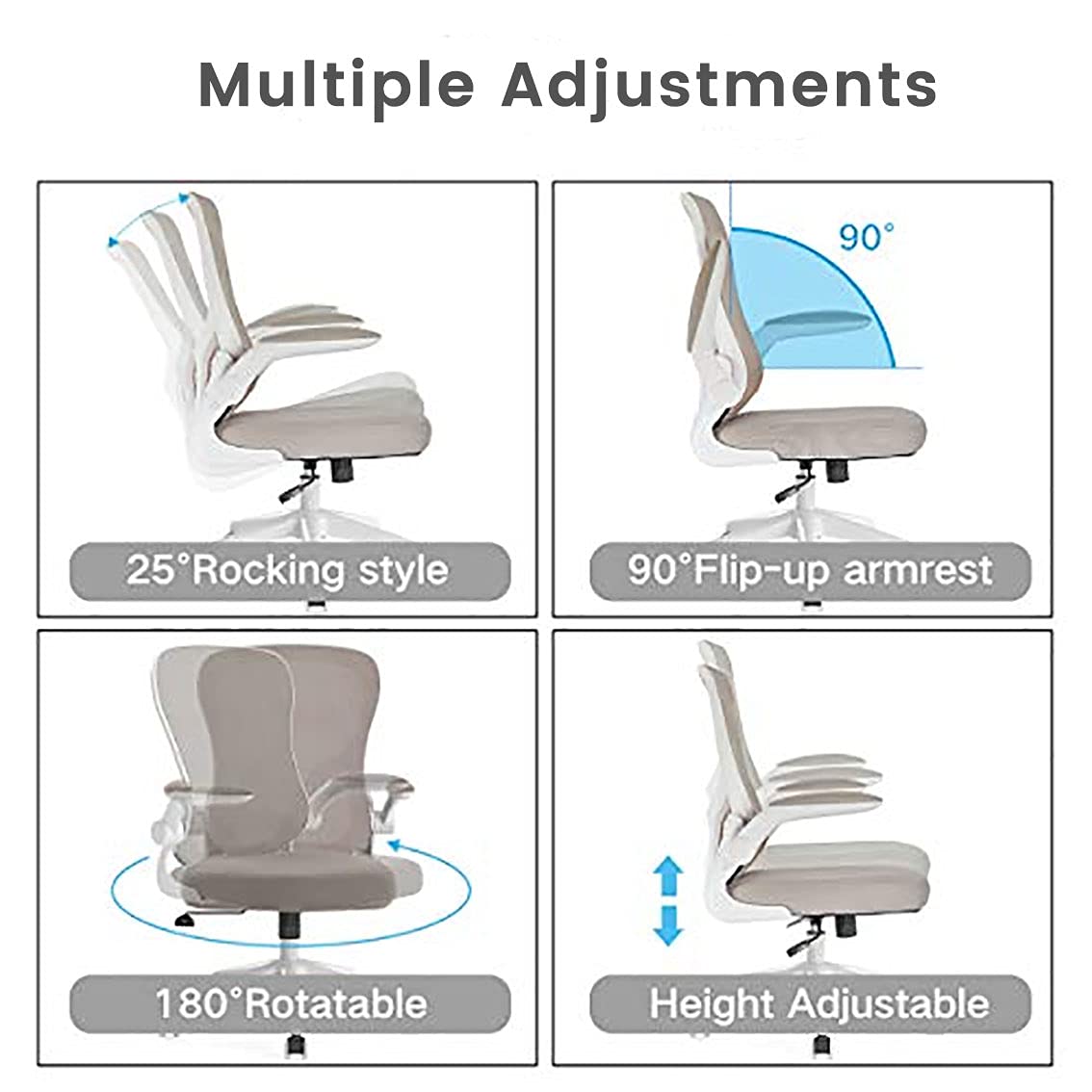 Hbada Ergonomic Desk Chair, Computer Office Chair with Flipup Armrest