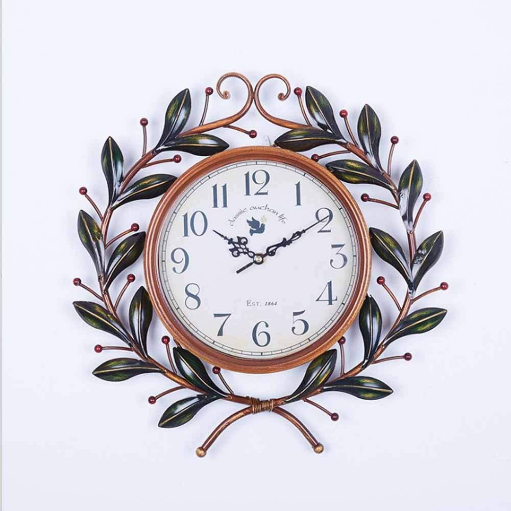 Horloge murale en fer forgé pour salon chaleureux style américain 41cm
