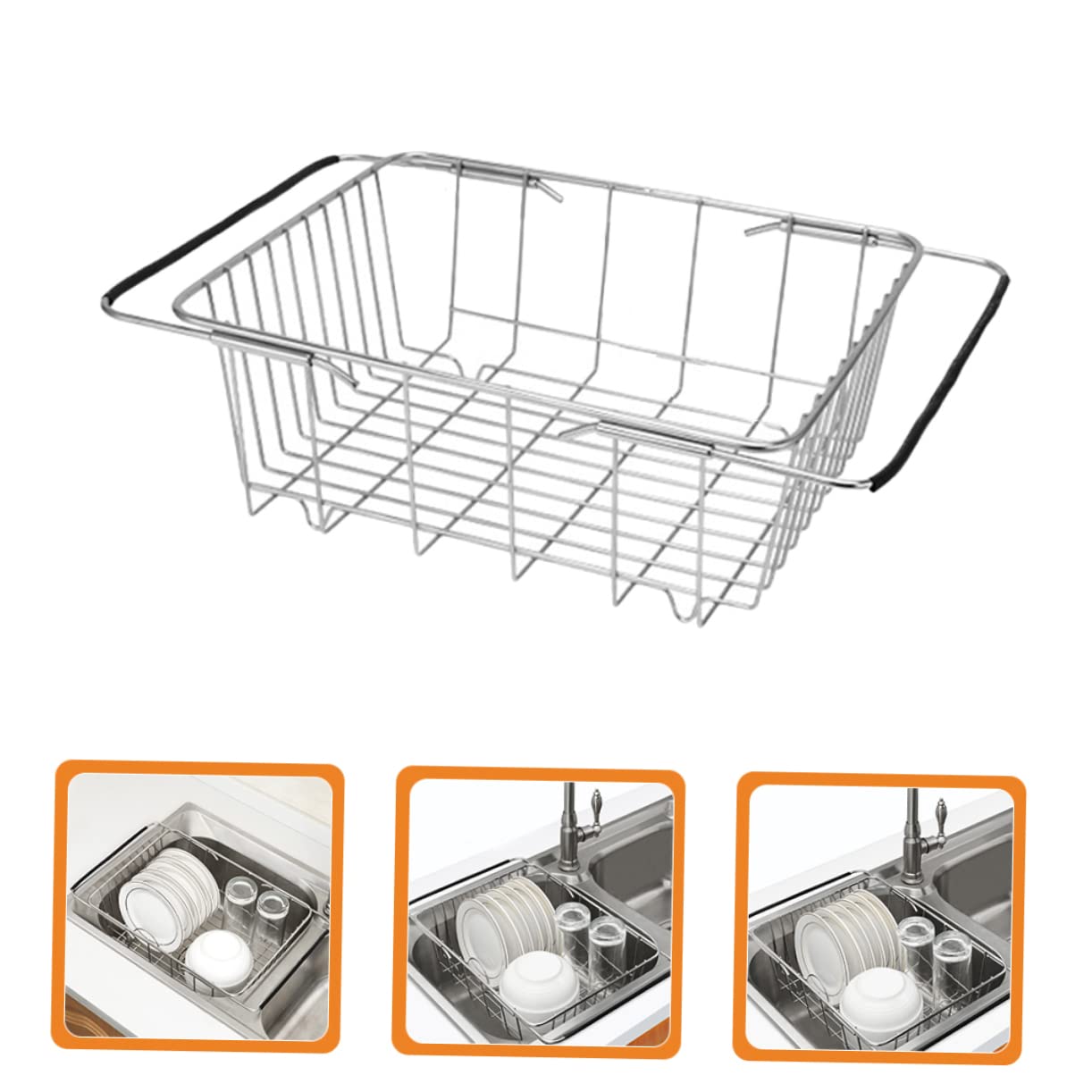 LIFKOME Escurreplatos grande expandible sobre el fregadero, escurridor de platos de cocina para ahorrar espacio para platos y cuencos, estante de secado de fregadero