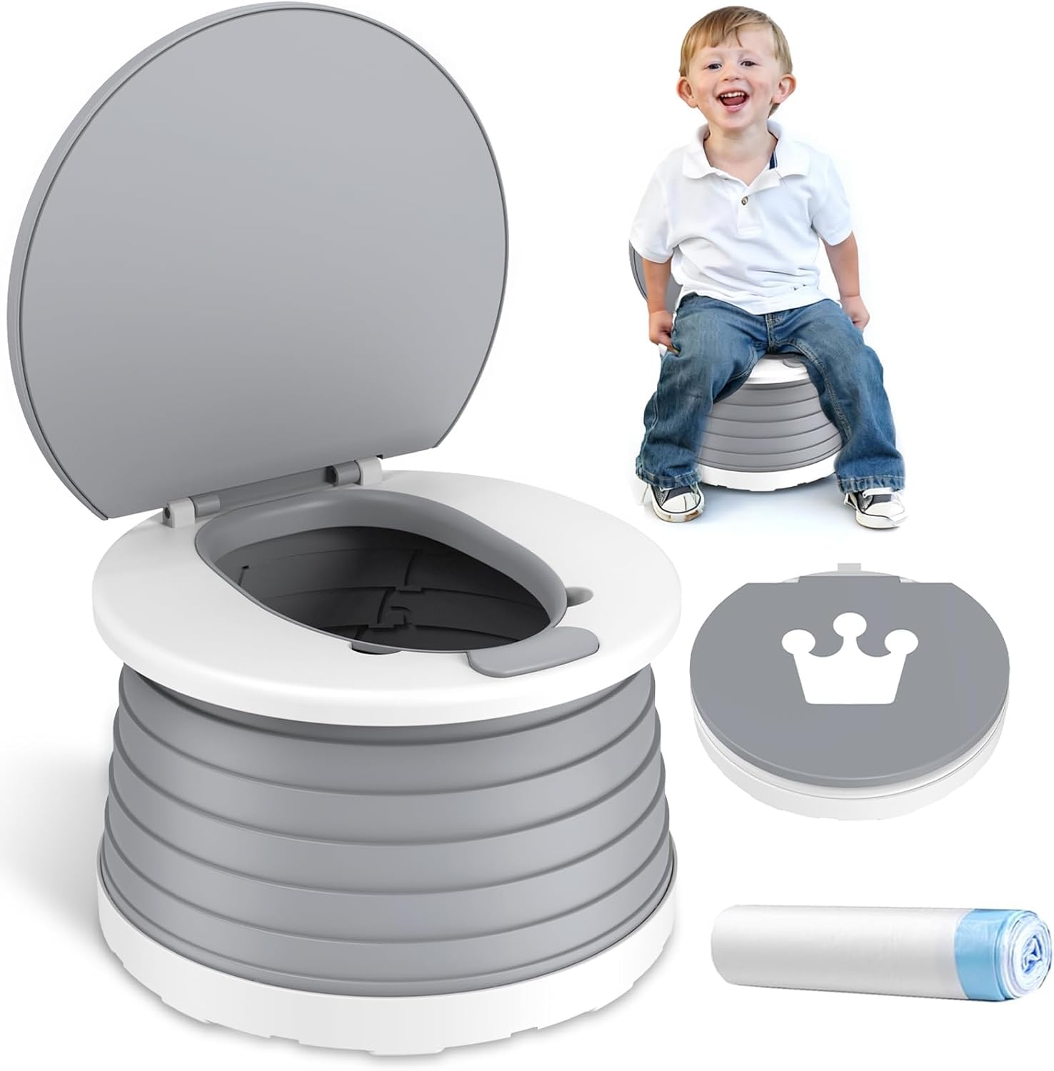 Vasino Per Bambini Portatile Per Bambini Da Viaggio WC Pieghevole Da Viaggio Toilette Pieghevole Per Campeggio Indoor Outdoor-15pcs Sacchetti vasino