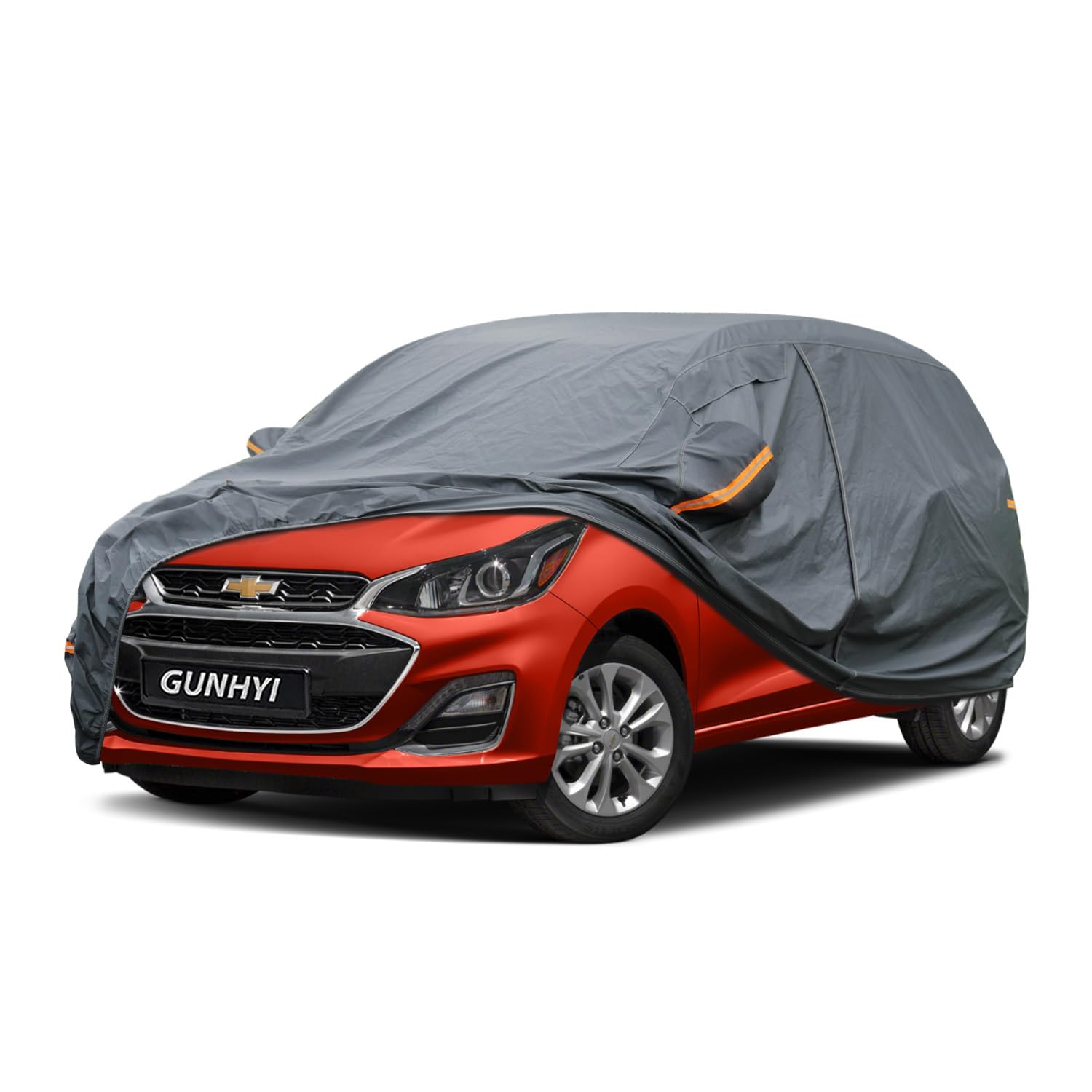 GUNHYI Premium Car Cover Custom Fit Chevrolet Spark, 16 Layers Heavy Duty Car Cover Waterproof All Weather with Zipper Door for Sun Rain Snow Dust Uv Protection