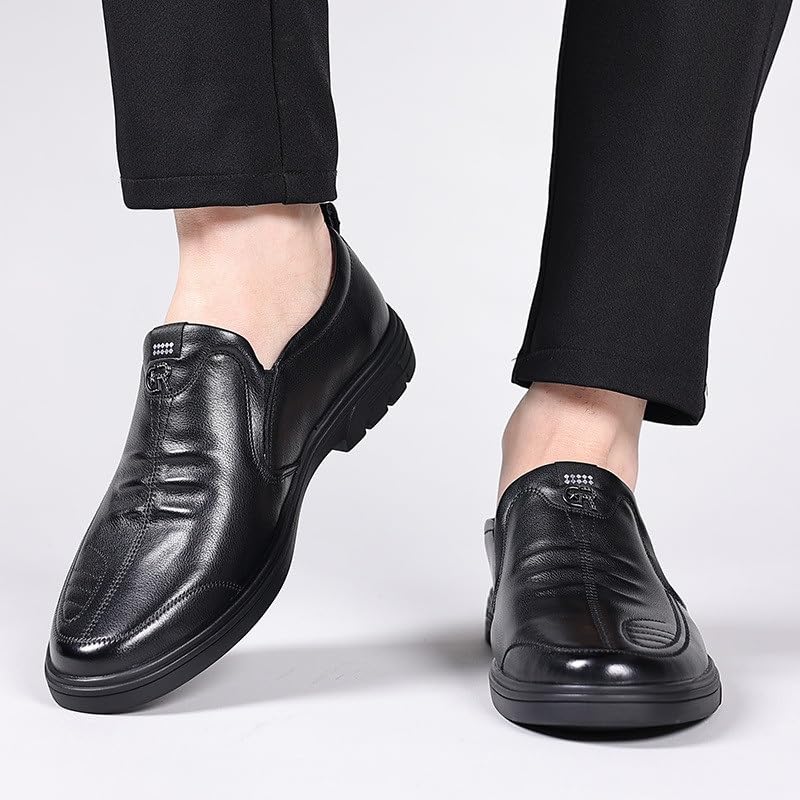 Men's Casual Shoes Round Shoes Rubber Soft Sole Slip-on Fashion Breathable Leather Shoes for Men4