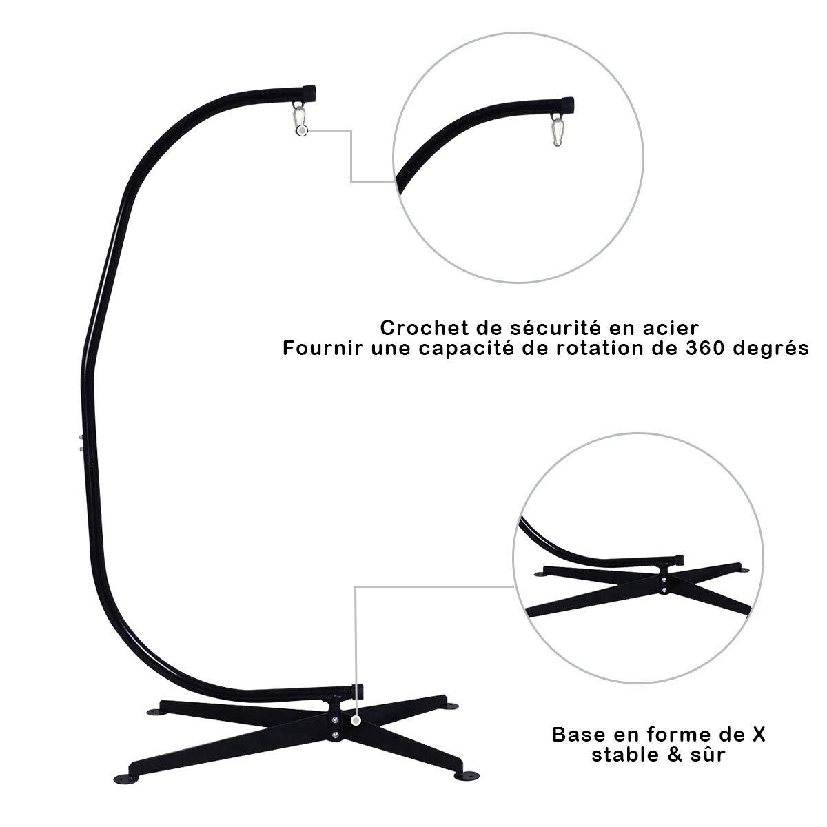 COSTWAY Hamac Support en Forme C, Charge 150 kg