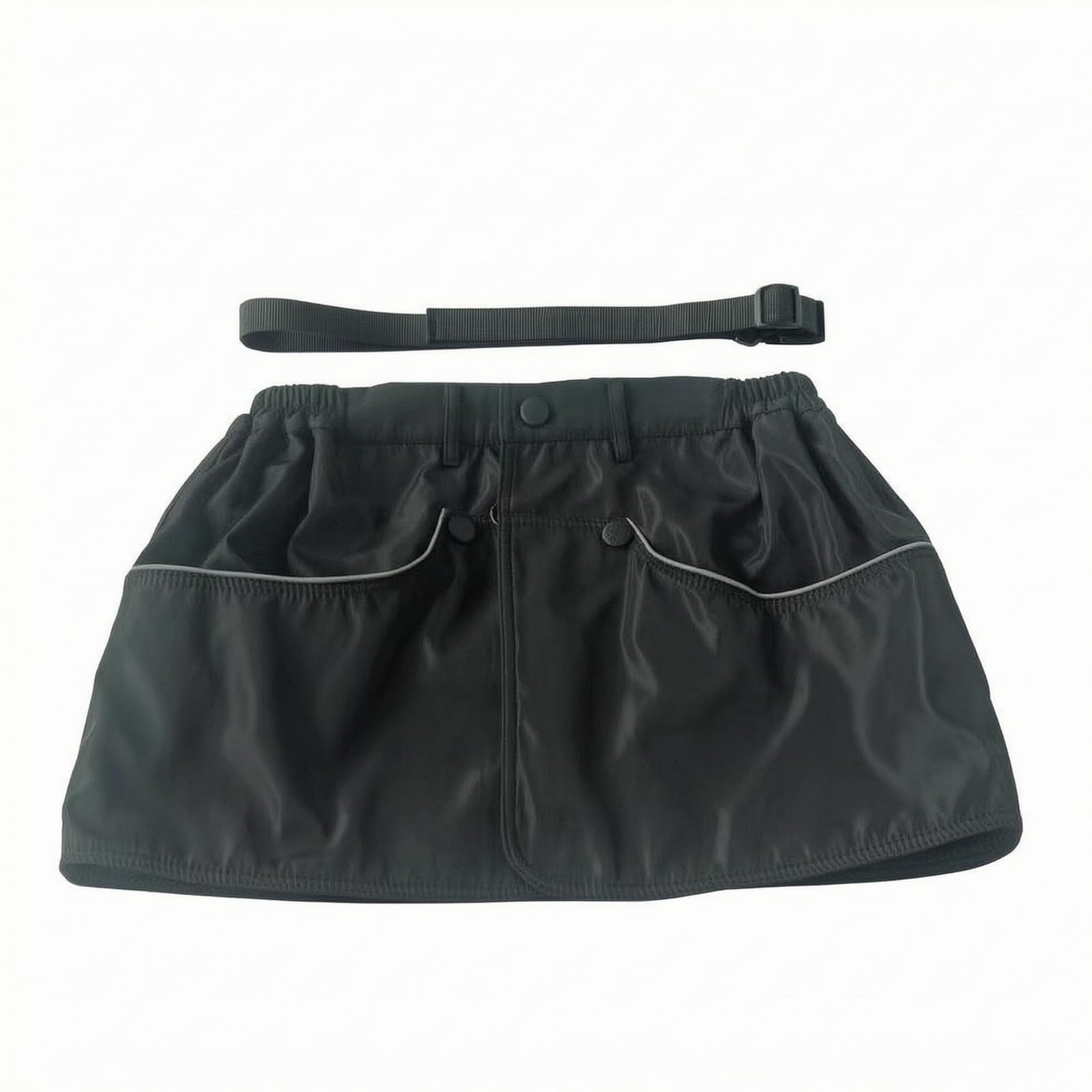 Contrast Piping Apron Waist Pouch Sleek Two Pocket Waist Pouch Adjustable Half Apron with Pockets, L-image-11