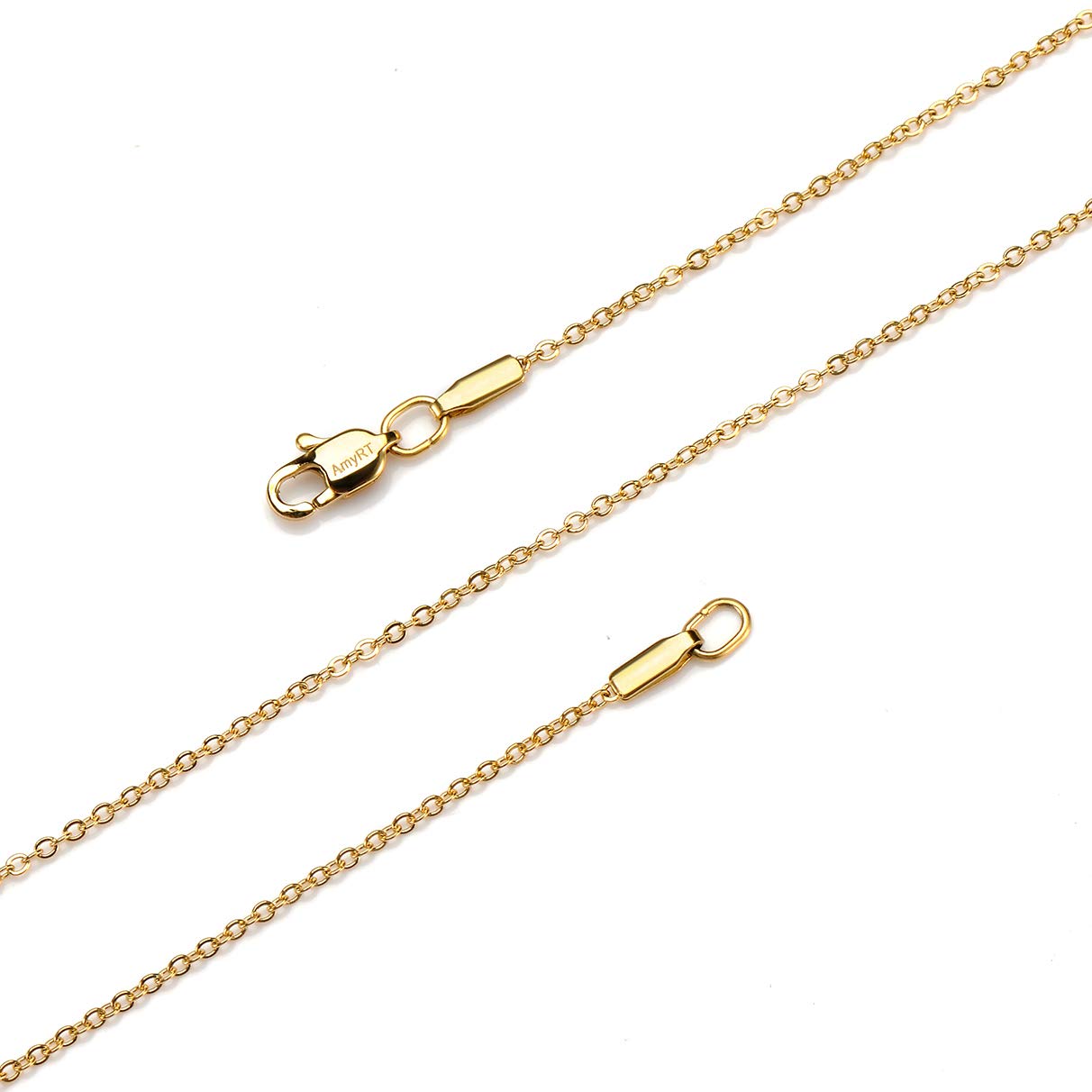 AmyRTJewelry 1.2mm Titanium Steel Gold Cable Chain Necklaces for Women 20 in