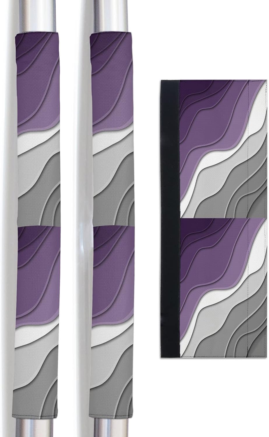 Ombre Purple Refrigerator Door Handle Covers Set of 2 for Dishwasher Microwave Oven Fridge Stove Appliance Door Handles,Washable Kitchen Bathroom Decor Accessories,Abstract Geometric Grey Modern White