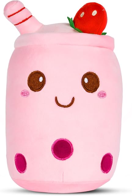 OSDUE Bubble Tea Plushi Doll, Kawaii Boba Plush Soft Pillow Stuffed Toy, Soft Lifelike Bubble Pearl Milk Tea Cup Shaped Hugging Cushion, Plush Soft Pillow Stuffed Toy, Children's Toy Birthday Gift
