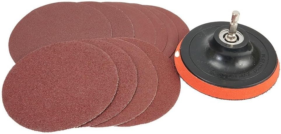 4 Inch Sanding Discs Set of 10 with M10 Backing Pad, Aluminum Oxide for Smoothing Edges on Various Surfaces