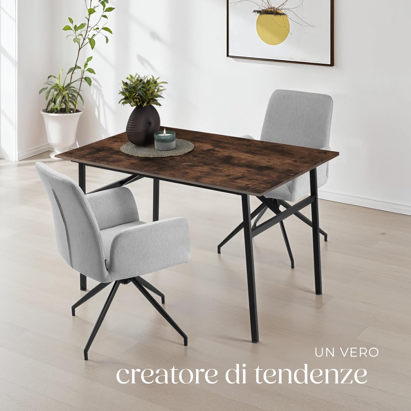 tectake® Tavolo da Pranzo - 120 x 75 x 76 cm - Tavolo per Casa e Cucina Moderno, Banco da Lavoro Salvaspazio per Soggiorno, Arredamento Casa - Legno Industriale Scuro