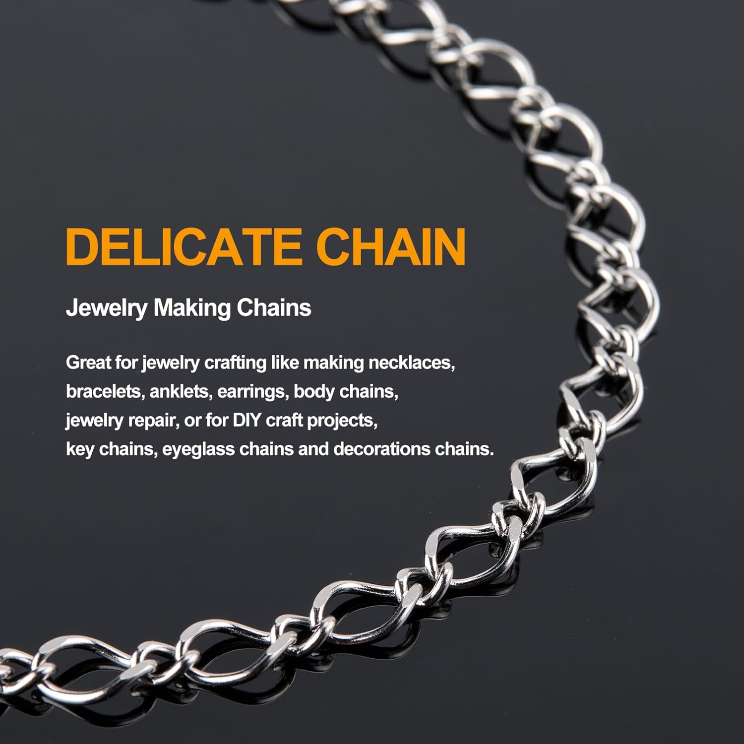 16.4 Feet Silver Chain for Men Women Necklace Bracelet DIY Stainless Steel Jewelry Chain Roll Rhombus Link Chains for Craft Making with Jewelry Clasps - Image 4