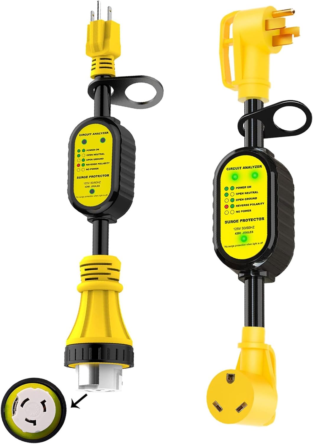EyGde 50 Amp to 110V RV Adapter with Surge Protector 4200J + 50 Amp to 30 Amp RV Adapter, Circuit Analyzer Power Guard with Surge Protection for Camper Travel Trailer