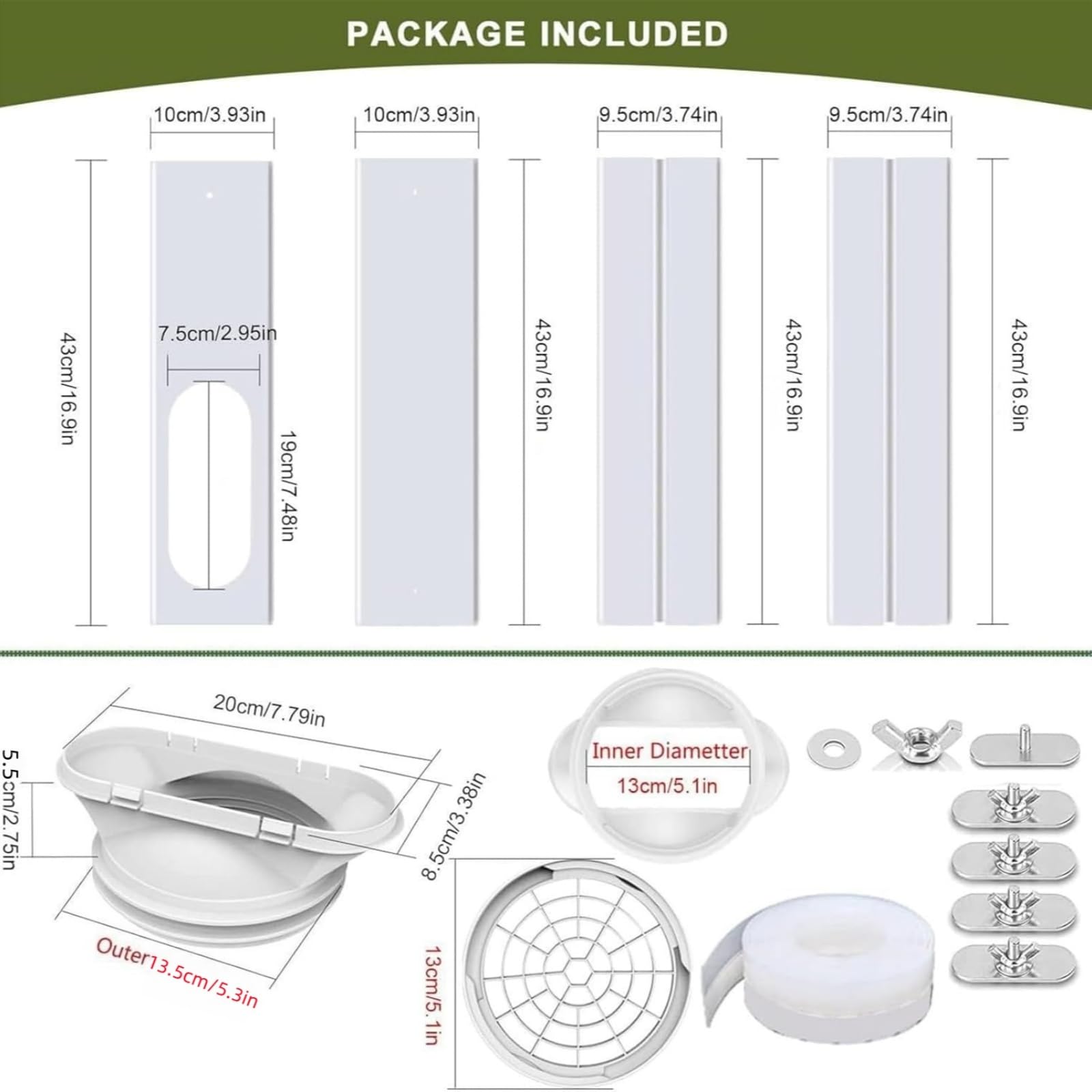 Générique Kit de fenêtre de climatisation Portable, Adaptateur de fenêtre de climatisation, Plaque scellée, fenêtre réglable pour climatiseur Mobile, Accessoire de fenêtre de climatisation