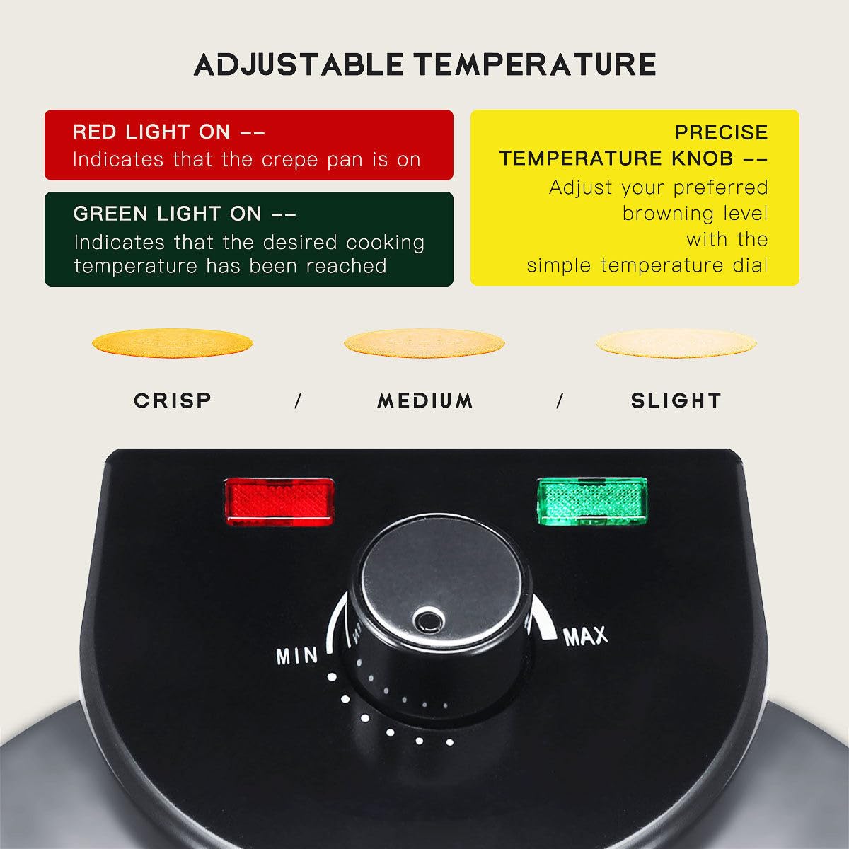Crepera Antiadherente (12 Pulgadas), Máquina para Hacer Panqueques De 1800 W: Fabricación Pita, Calefacción De Doble Cara + Indicador Led, Haga Chapati/Tortilla FáCilmente