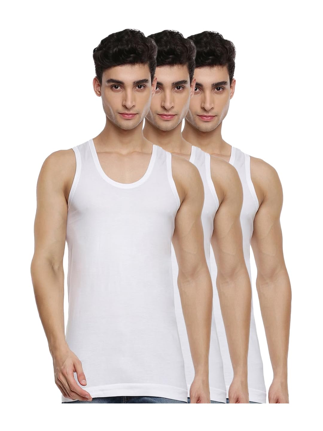 ramraj cotton Ramraj Men's Cotton Pack of 3 Solid Sleeveless Round Neck with Extended Length for Easy Tuck-picture-17