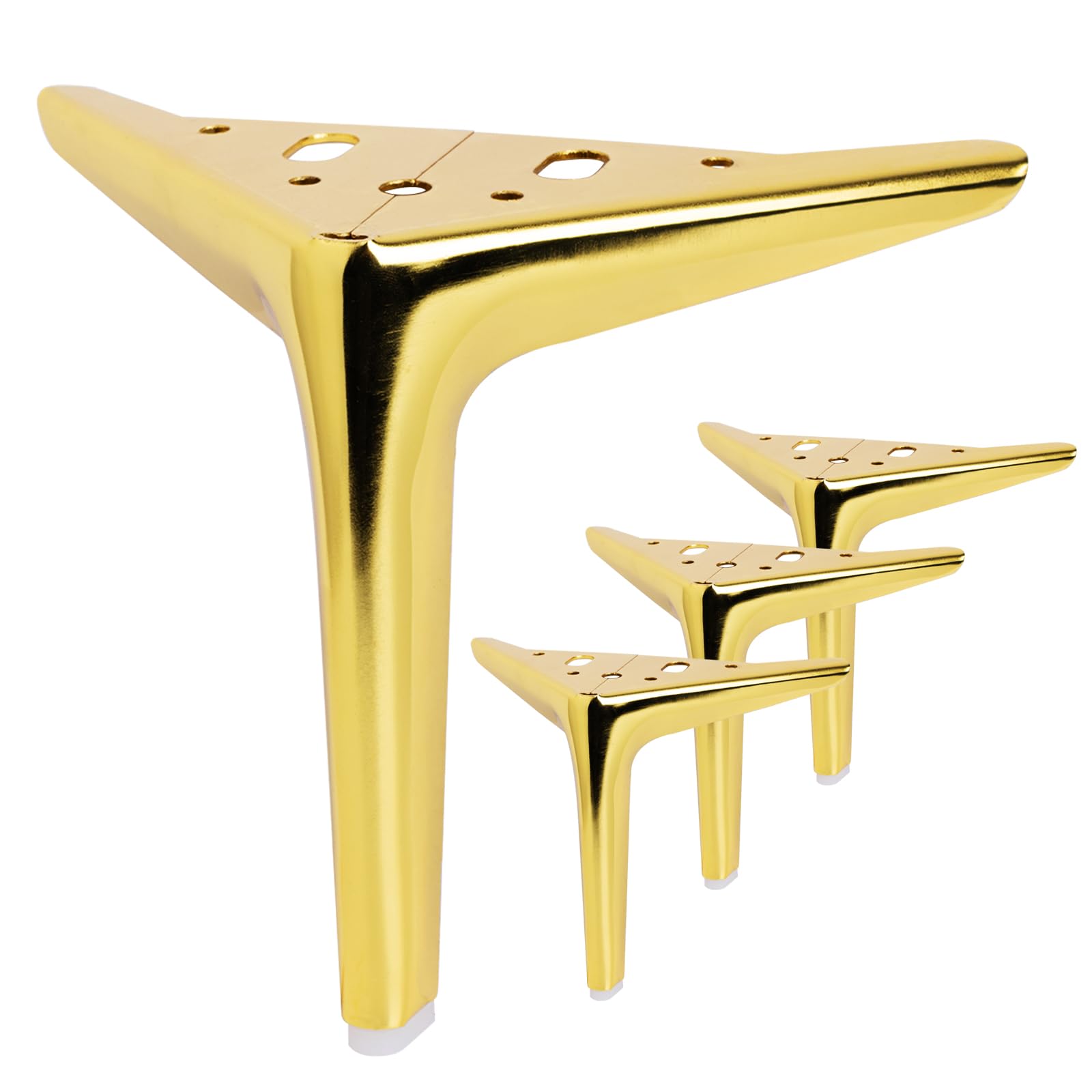 Anterrific 18 cm/7 inch Shiny Gold Furniture Legs, Metal Legs for Furniture Set of 4, DIY Replacement for Sofa, Cabinet, Ottoman, Table, Night stand and Dresser Legs (Shiny Gold, 18 cm) — image 1