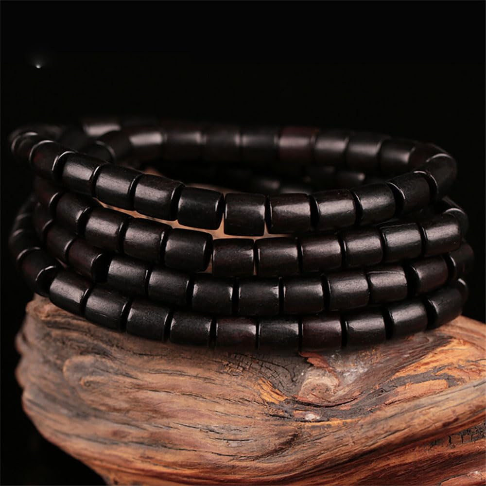 ZXQUEGF Accessori per la Meditazione, Collana in Legno, Rosario di Buddha, 108 Perline di Ebano Naturale, 8 mm