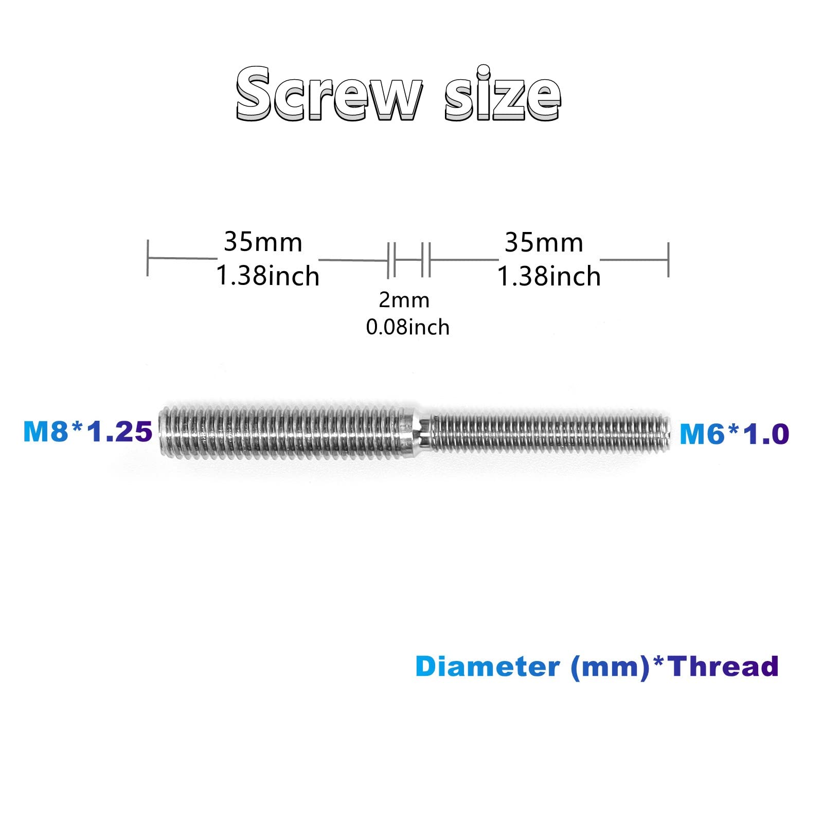 Acciaio Inossidabile Barra Maschio Bulloni Doppia Estremità Filettata M8 In Acciaio Inox 304 - Lunghezze Da 30 A 250 Mm Barra Filettata - Foto 10