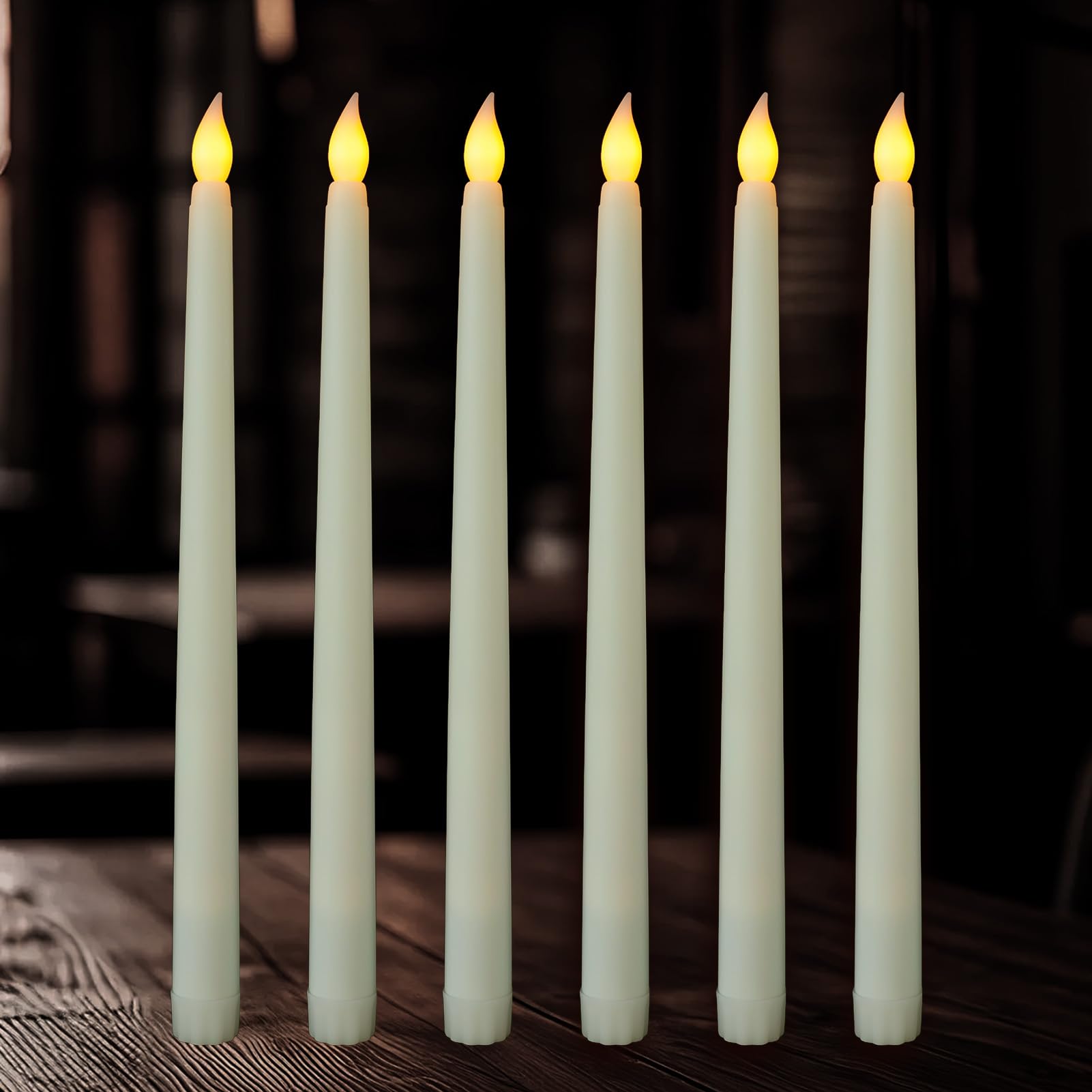 Aihoom Flameless LED Candle Sticks, 6Pcs Led Taper Candles, Battery Operated, Realistic Flickering, Fake Candles for Home, Weddings, Parties, Valentine's Day Decor, Ivory (Without Remote Control)