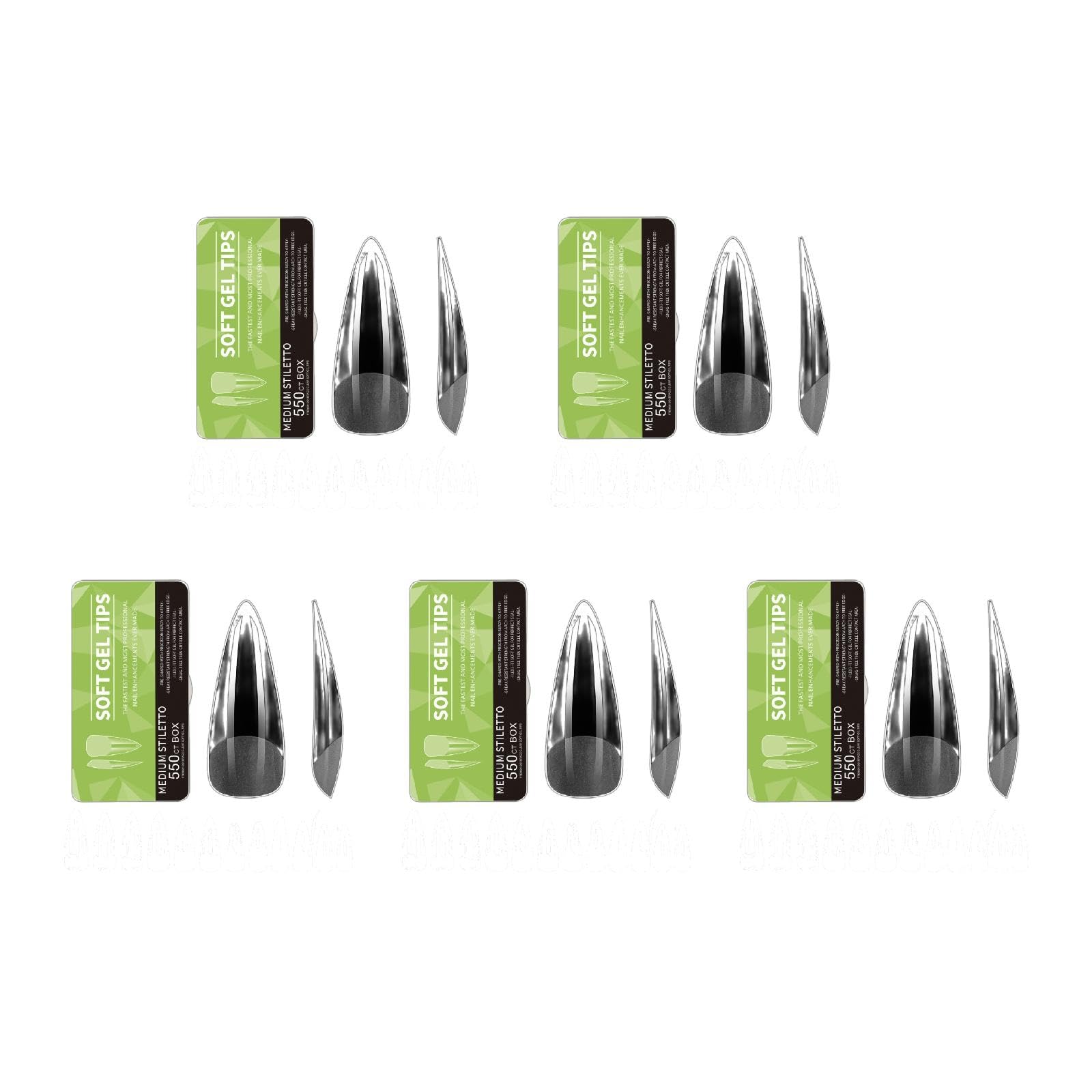 550PCS Chiaro Gel Nail Tips Copertura Completa Morbido Acrilico Press On Estensioni Manicure Professionale Per Salone E Uso Domestico Chiodo A Forma di Mandorla
