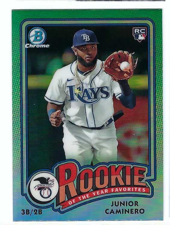 JUNIOR CAMINERO 2024 Bowman Chrome Rookie of the Year Favorites #ROY-8 Baseball Rookie Card RC Tampa Bay Rays