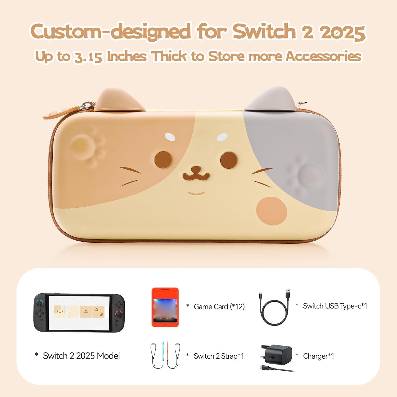 GeekShare Harte Tragetasche für Switch 2 (2025), Schutzhülle mit Aufbewahrung für Spiele, Konsole & Zubehör