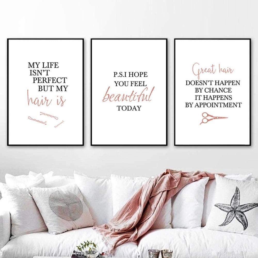 Barbershop Quote Art Posters Hairstyle 3 Pieces Wall Picture Beauty Canvas Painting Makeup Hair Salon Picture Prints Home Decor Frameless 35x50cm*3
