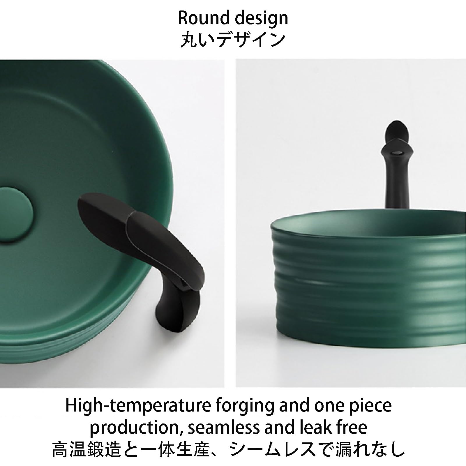 Set di lavabi da bagno in ceramica verde con rubinetto e scarico pop-up, lavabo rotondo da bagno per lavaggio a mano sopra il bancone, ideale per hotel e balconi
