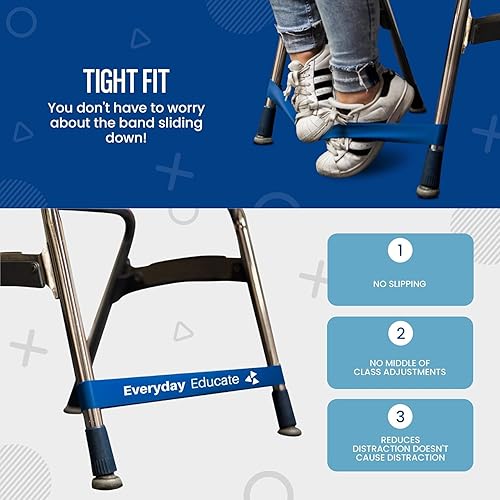 Miniatura 4 de Chair Bands with Fidgety Feet – 24 Pack Anti Slip Chair Bands for Classroom Chairs, Feety Bands, Sensory Flexible Bands, ADHD Chair Bands for kids -