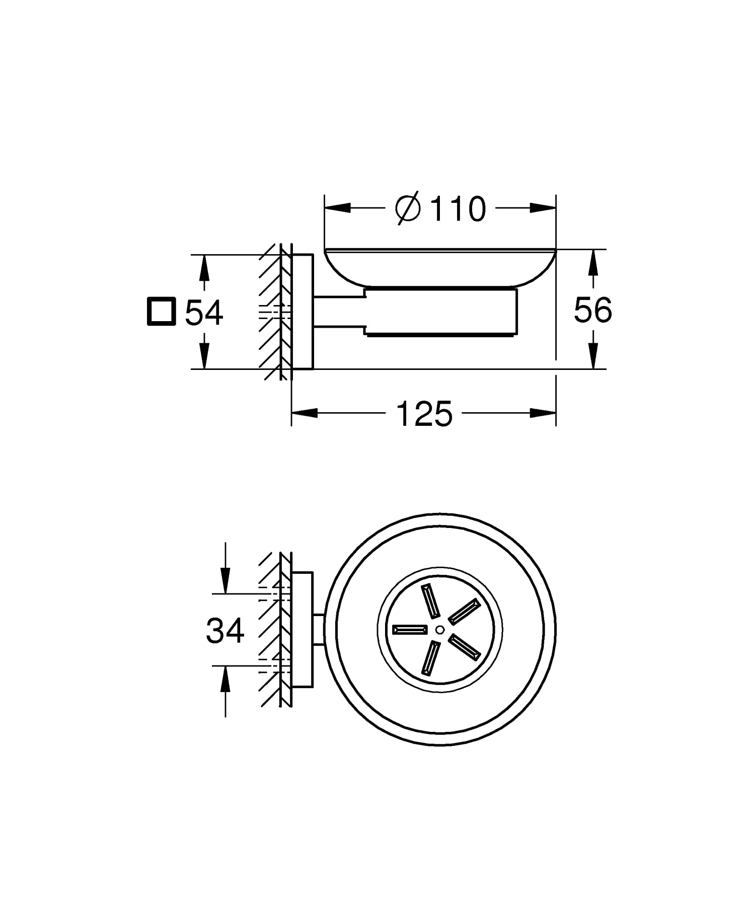 GROHE QUICKFIX Start Cube,Uchwyt na mydło z uchwytem,Instalacja śrubowa lub z klejem,Chrom,41096000