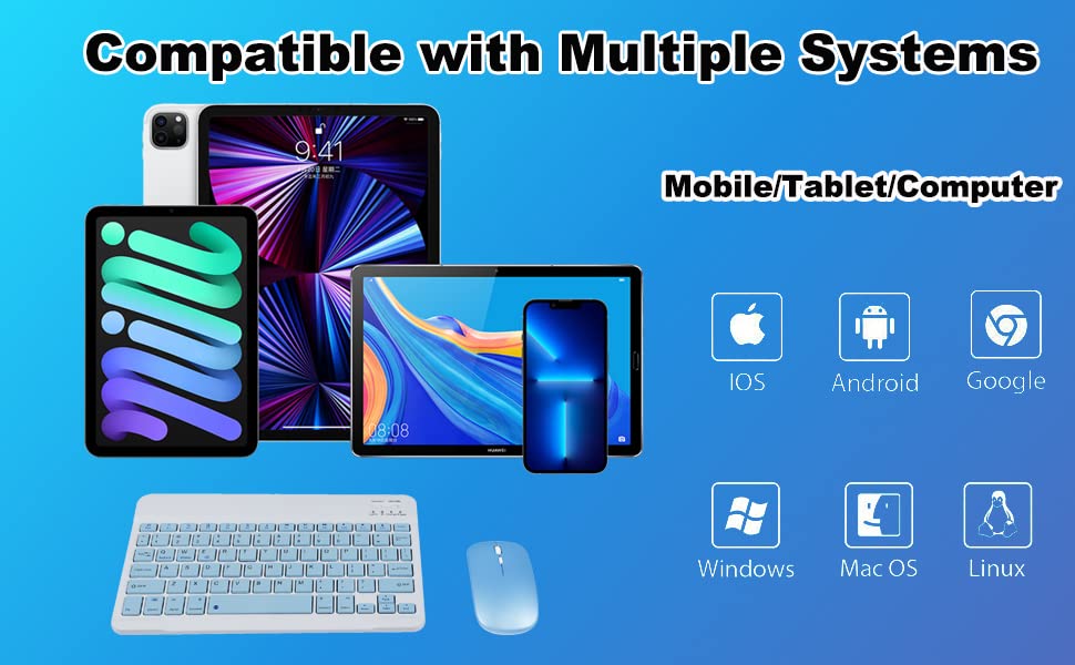 TECURS Set Tastiera E Mouse Wireless Bluetooth, Tastiera E Mouse - Foto 7