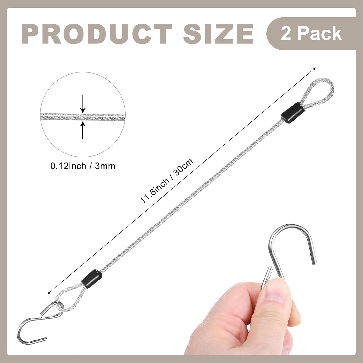 M METERXITY 2-Pack Bird Feeder Hanger with Hook 30cm/12in, Clear image 3